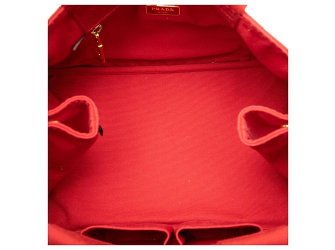 Prada Satchel aus rotem Canapa-Canvas mit Logo - Ansicht 4