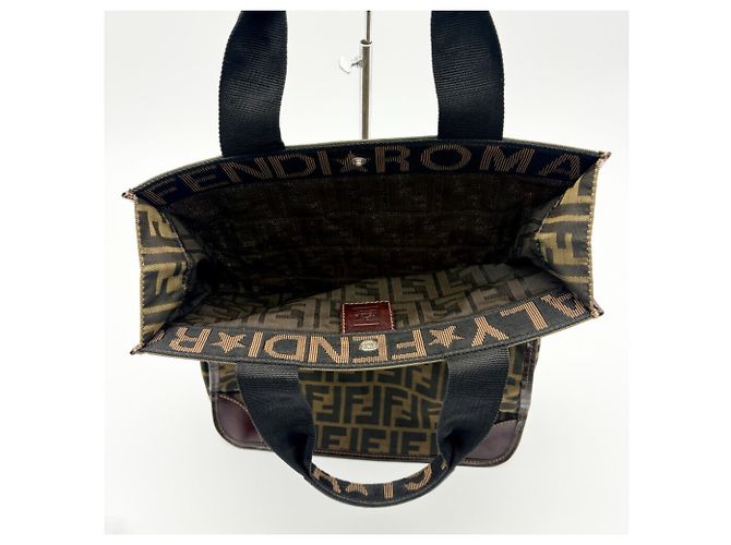 Fendi Zucchino Tote Bag Braun Schwarz Dunkelbraun - Ansicht 13