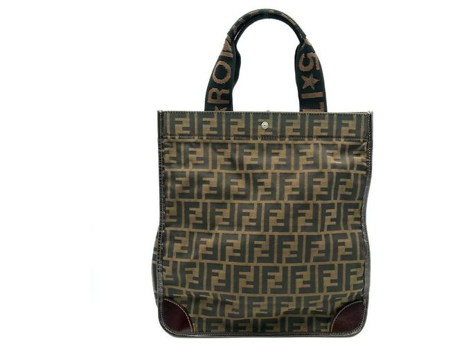 Fendi Zucchino Tote Bag Braun Schwarz Dunkelbraun - Ansicht 2