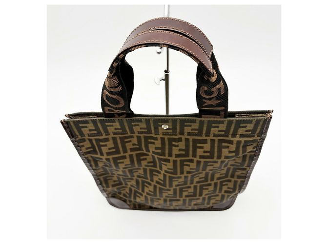 Fendi Zucchino Tote Bag Braun Schwarz Dunkelbraun - Ansicht 5