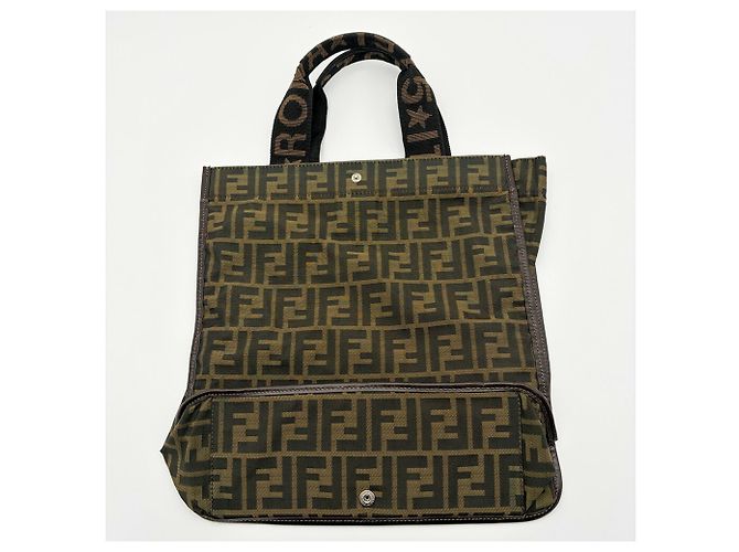 Fendi Zucchino Tote Bag Braun Schwarz Dunkelbraun - Ansicht 9