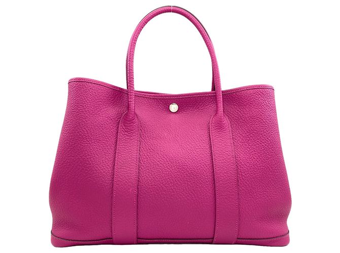 Borsa Hermès Garden Party PM in pelle Negonda Rosa Porpora - vista 2