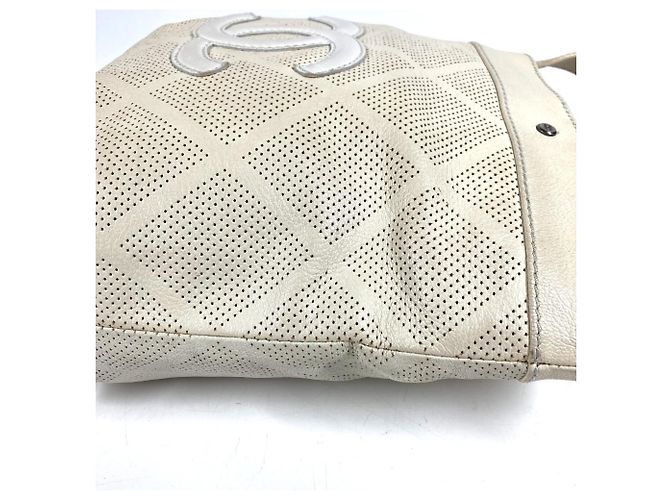 Borsa Tote in pelle avorio Chanel Crudo - vista 16