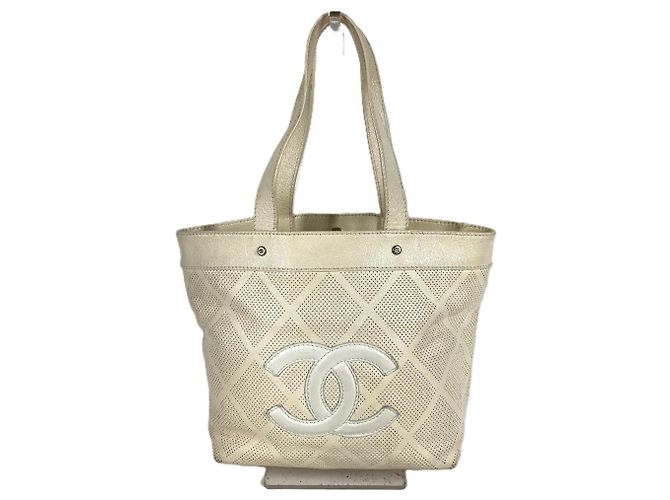 Borsa Tote in pelle avorio Chanel Crudo - vista 2