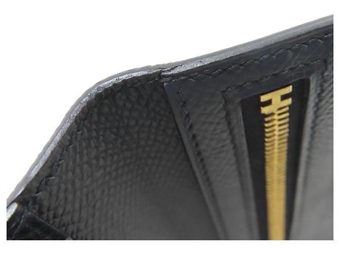 Hermès Bearn Soufflé Long Wallet aus schwarzem Epsom-Leder - Ansicht 11