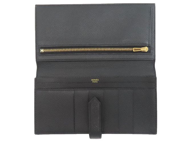 Hermès Bearn Soufflé Long Wallet aus schwarzem Epsom-Leder - Ansicht 4