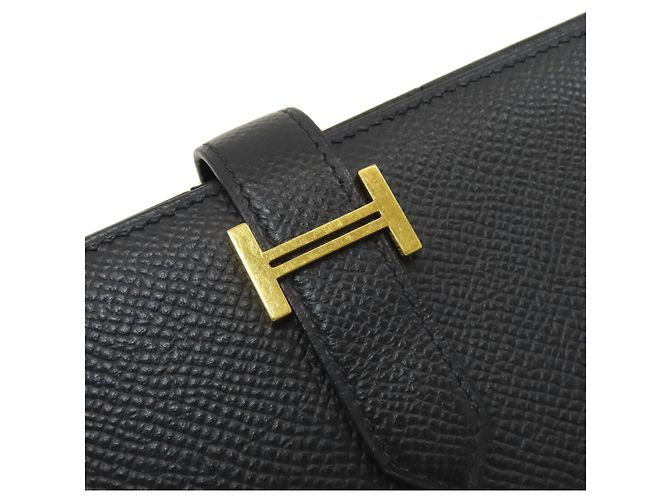 Hermès Bearn Soufflé Long Wallet aus schwarzem Epsom-Leder - Ansicht 9