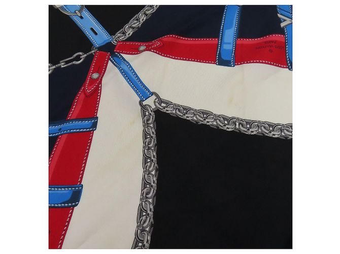 Sciarpa Carre Unchained Louis Vuitton M78675 Nero Bianco Blu navy - vista 12