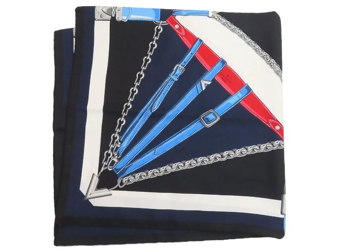 Sciarpa Carre Unchained Louis Vuitton M78675 Nero Bianco Blu navy - vista 2