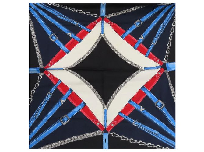 Sciarpa Carre Unchained Louis Vuitton M78675 Nero Bianco Blu navy - vista 3
