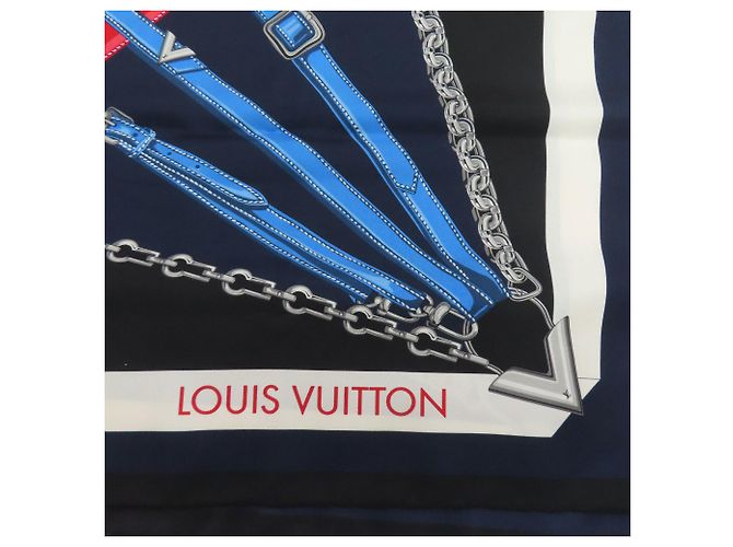 Sciarpa Carre Unchained Louis Vuitton M78675 Nero Bianco Blu navy - vista 4