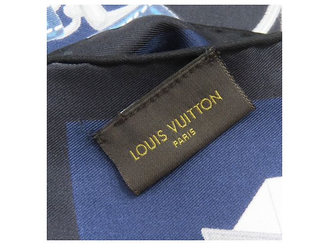 Sciarpa Carre Unchained Louis Vuitton M78675 Nero Bianco Blu navy - vista 6