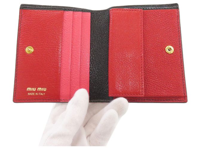 Miu Miu Leder-Bifold-Geldbörse Schwarz - Ansicht 4