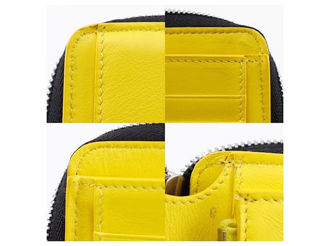 Céline Celine Medium Zip Around Bi-fold Wallet Schwarz Gelb - Ansicht 11