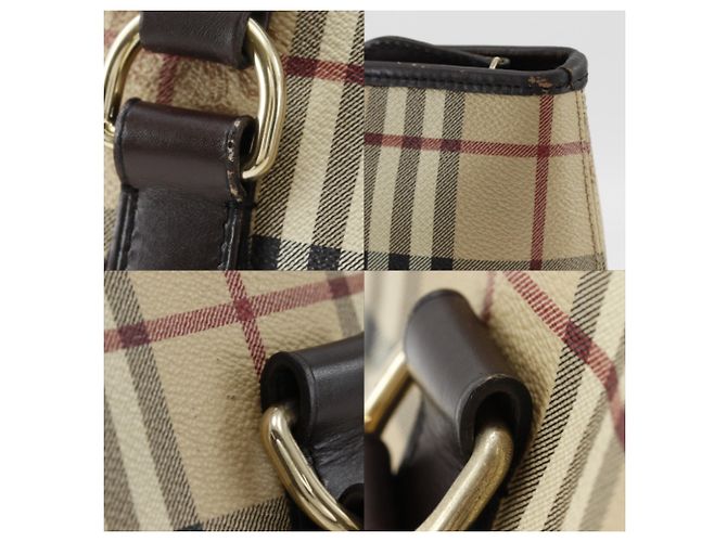 Borsa Tote Burberry Haymarket Check Beige - vista 11