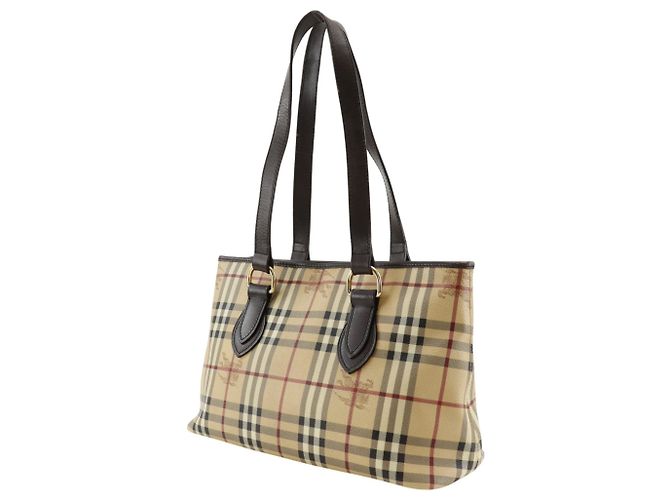 Borsa Tote Burberry Haymarket Check Beige - vista 2
