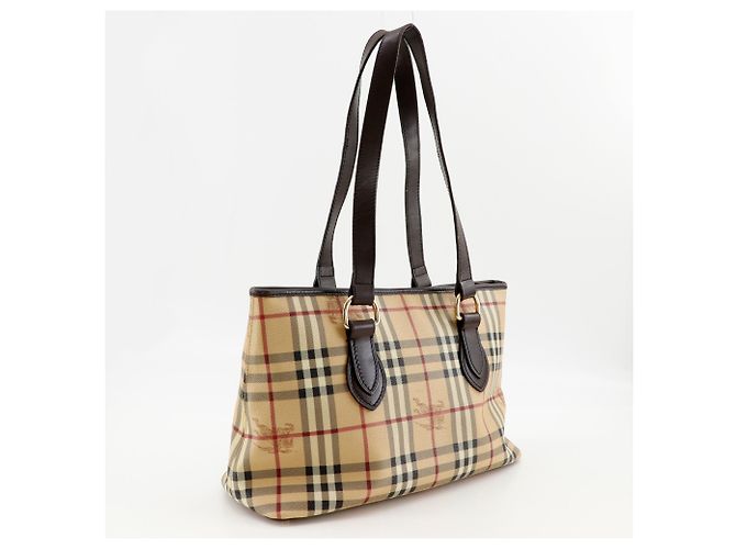 Borsa Tote Burberry Haymarket Check Beige - vista 3