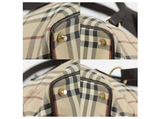 Borsa Tote Burberry Haymarket Check Beige - vista 4