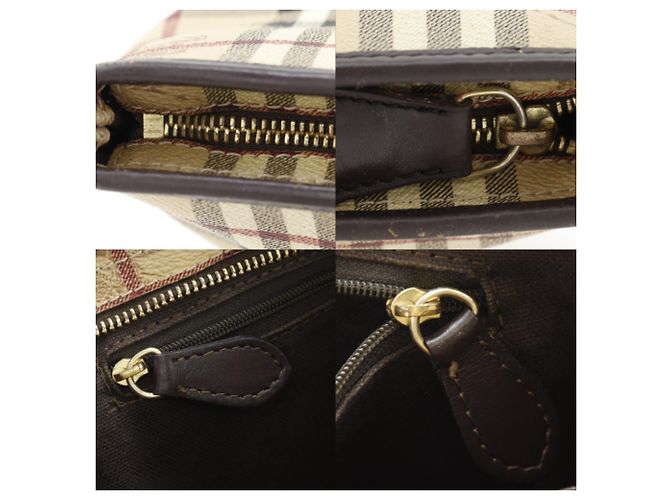 Borsa Tote Burberry Haymarket Check Beige - vista 9