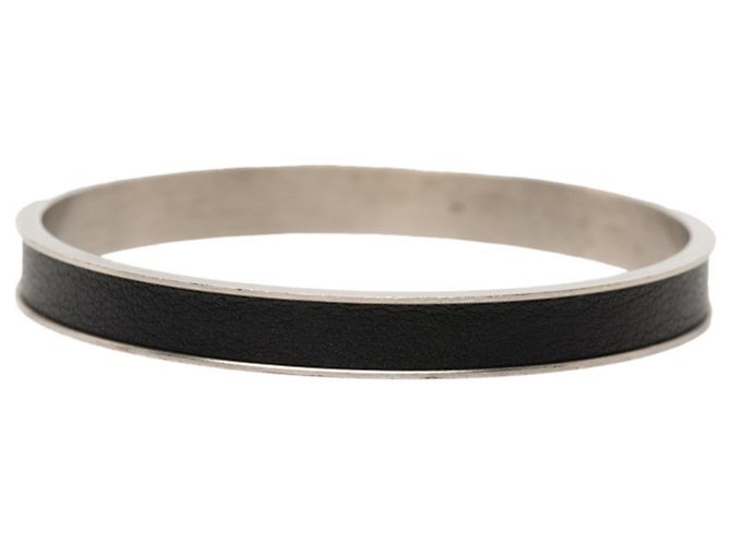 Bracciale Hermès Kelly in pelle nera e metallo argentato Nero Argento - vista 3
