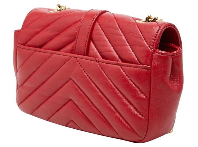 Borsa a tracolla Saint Laurent YSL Logo Baby Chai con catena Rosso D'oro - vista 2