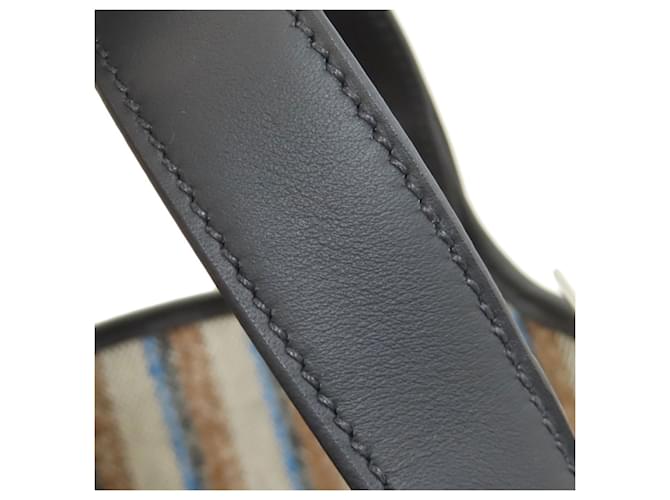 Hermès Borsa Hermes Picotin Lock PM Couverture Leather Marrone Nero Blu Crudo - vista 12