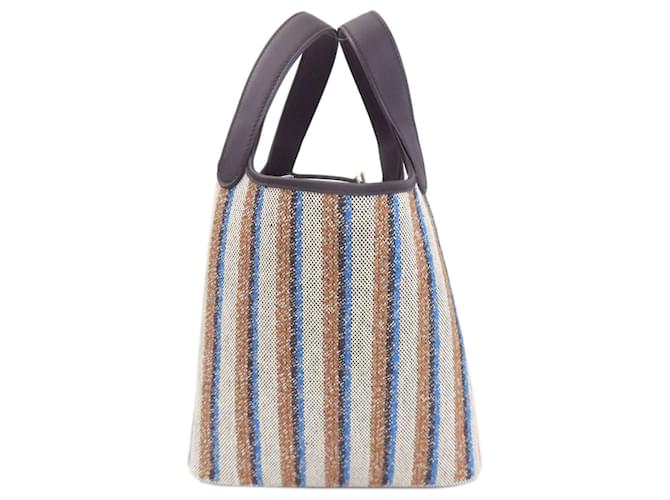 Hermès Borsa Hermes Picotin Lock PM Couverture Leather Marrone Nero Blu Crudo - vista 3