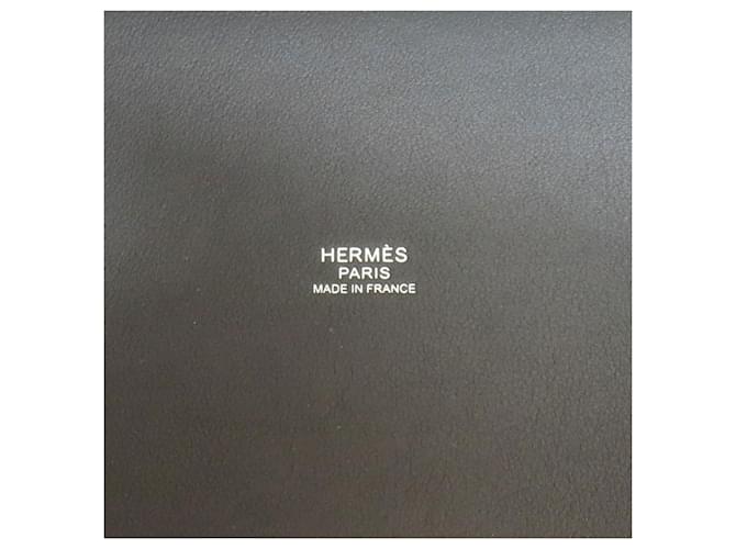 Hermès Borsa Hermes Picotin Lock PM Couverture Leather Marrone Nero Blu Crudo - vista 6