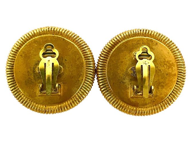 Timeless Orecchini a clip rotondi in madreperla Chanel Vintage Coco Mark Large D'oro - vista 2