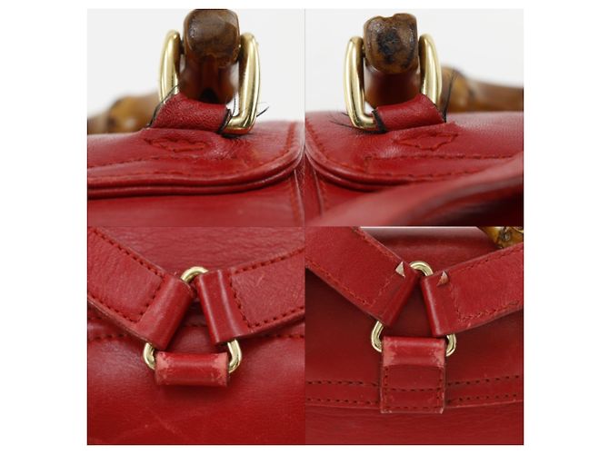Gucci Bamboo Mini-Rucksack aus rotem Leder - Ansicht 14