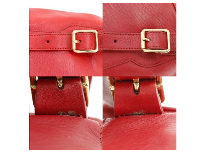 Gucci Bamboo Mini-Rucksack aus rotem Leder - Ansicht 15