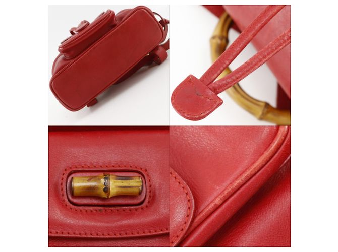 Gucci Bamboo Mini-Rucksack aus rotem Leder - Ansicht 16