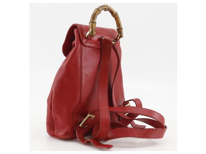 Gucci Bamboo Mini-Rucksack aus rotem Leder - Ansicht 3