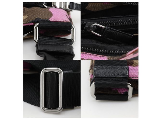 Borsa a Spalla Prada Camouflage VA0886 Marrone Rosa - vista 14