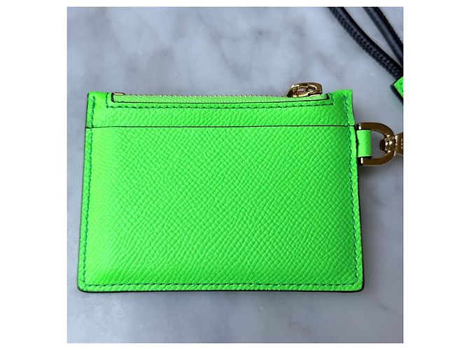 Tom Ford Portacarte in pelle con zip - Verde Fluo - vista 2