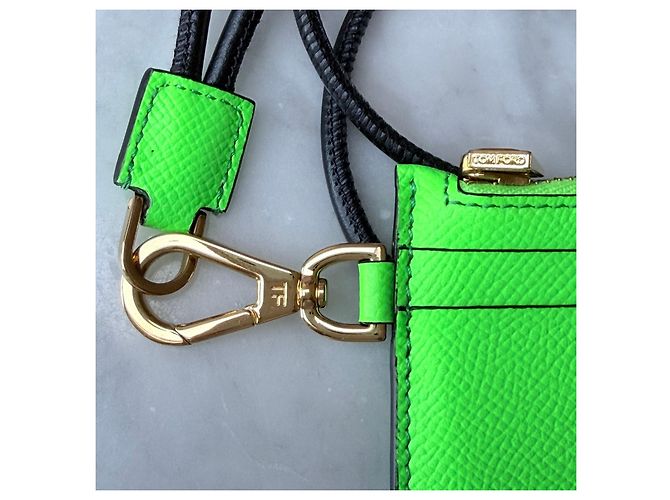 Tom Ford Portacarte in pelle con zip - Verde Fluo - vista 3