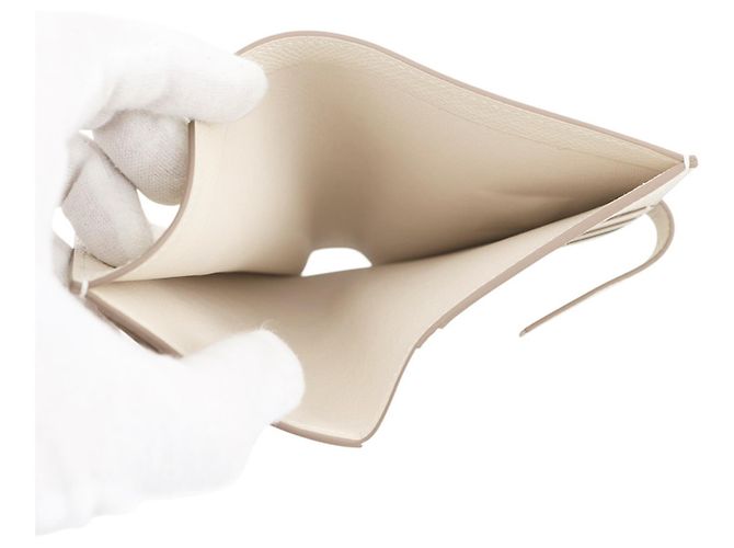 Hermès Portafoglio bi-fold Hermes in pelle Epsom Craie - vista 5