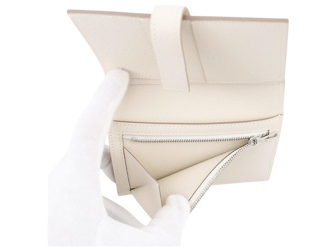 Hermès Portafoglio bi-fold Hermes in pelle Epsom Craie - vista 6