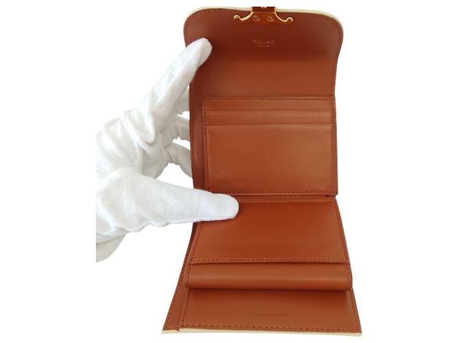 Céline Portafoglio Small Triomphe Celine Nero Bianco - vista 8