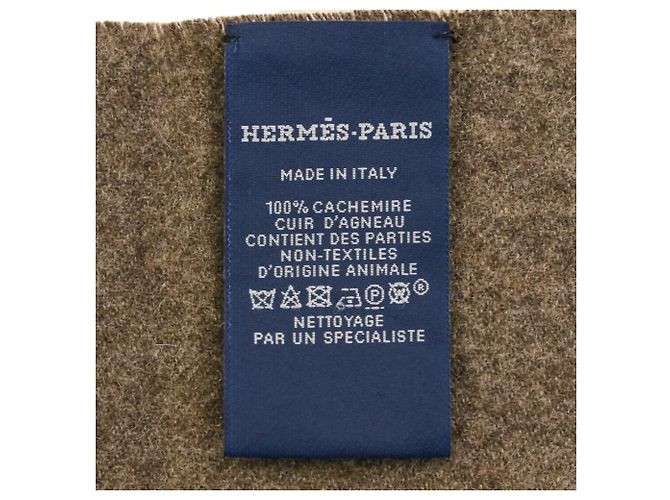 Hermès Hermes Cavalcadour Esquisse Cashmere Fransenstola Braun - Ansicht 13
