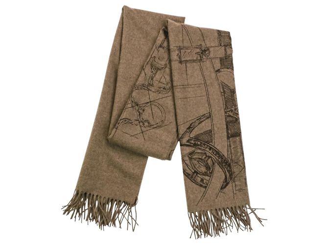 Hermès Hermes Cavalcadour Esquisse Cashmere Fransenstola Braun - Ansicht 4