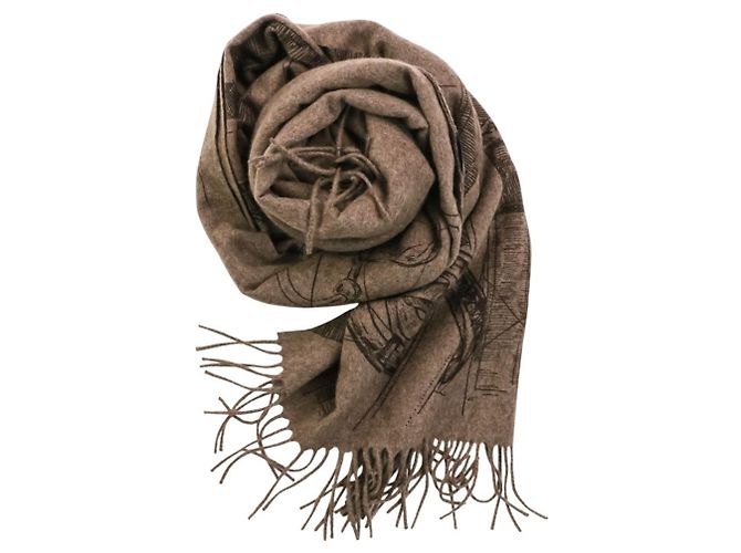 Hermès Hermes Cavalcadour Esquisse Cashmere Fransenstola Braun - Ansicht 5