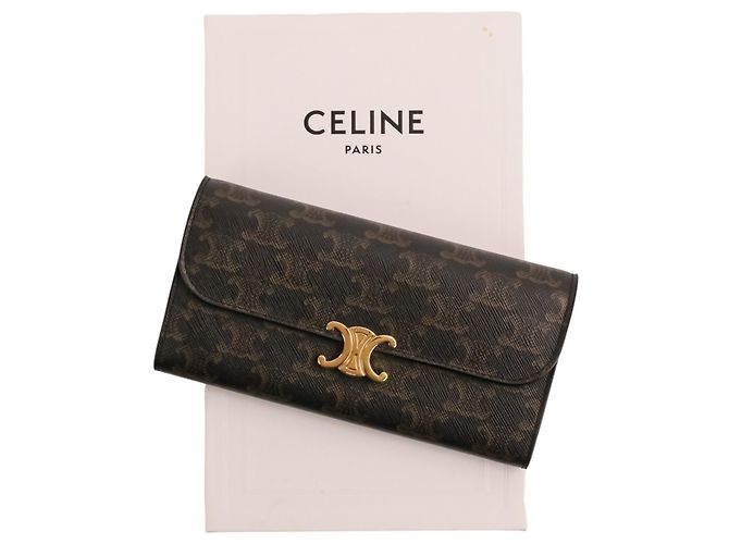 Céline Celine Triomphe Hardware Long Wallet Brown - view 10