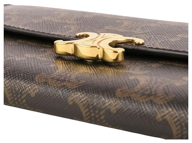 Céline Celine Triomphe Hardware Long Wallet Brown - view 6