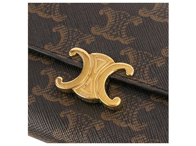 Céline Celine Triomphe Hardware Long Wallet Brown - view 7