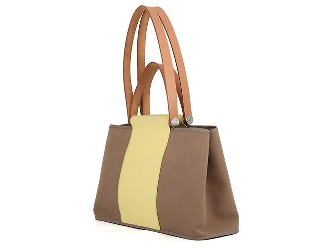 Hermès Bolso Tote Cabas PM Hermes Amarillo Gris pardo - vista 2