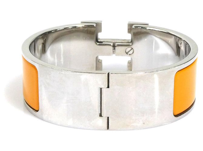 Hermès Pulseira Bangle Hermes Clic Clack H Prata Amarelo - vista 3