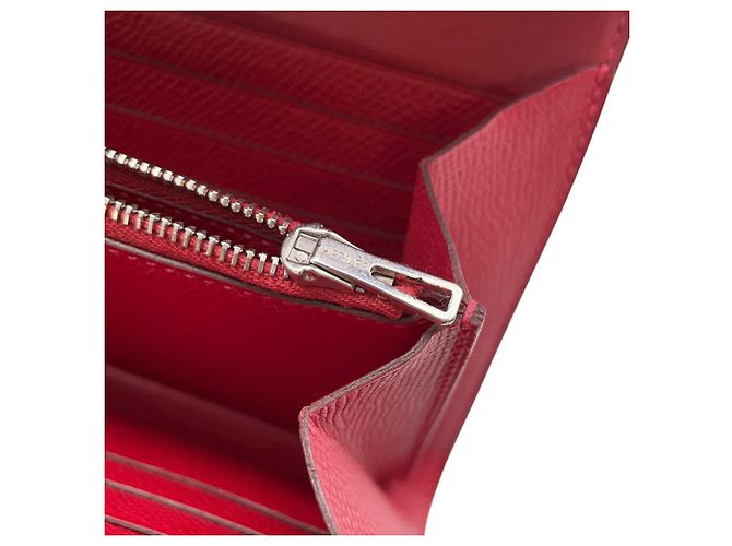 Hermès Portafoglio lungo Hermes Constance in Rouge Casaque Rosso - vista 12