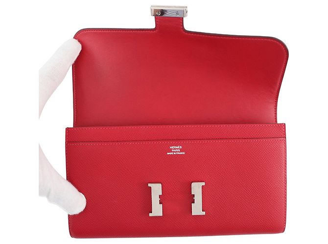 Hermès Portafoglio lungo Hermes Constance in Rouge Casaque Rosso - vista 4