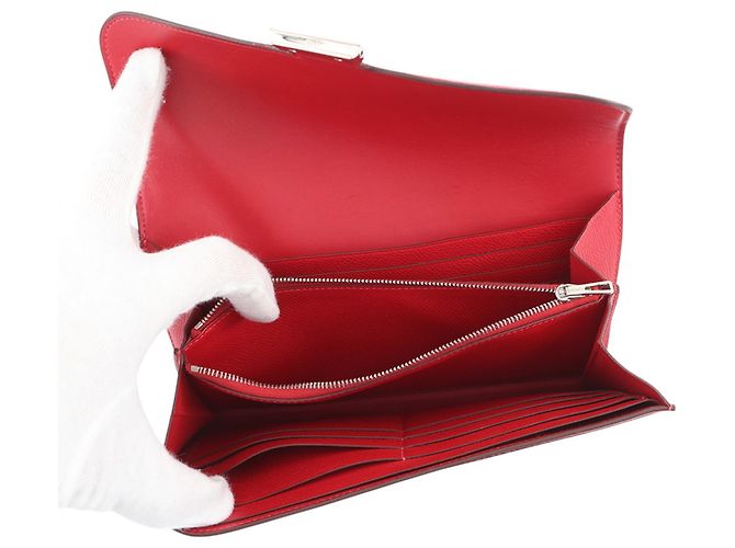 Hermès Portafoglio lungo Hermes Constance in Rouge Casaque Rosso - vista 5